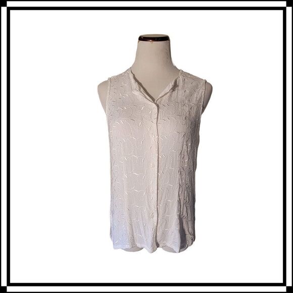 Vintage!! Kathie Lee Collection Sleeveless Embroidered Detail Blouse, Size Med - Picture 1 of 4